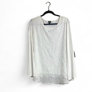 Lee Blouse Sz 1X Off- White Top Layered Flare Sleeves Fairy Cottagecore Feminine